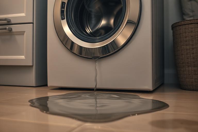 Water leaking from under a washing machine
