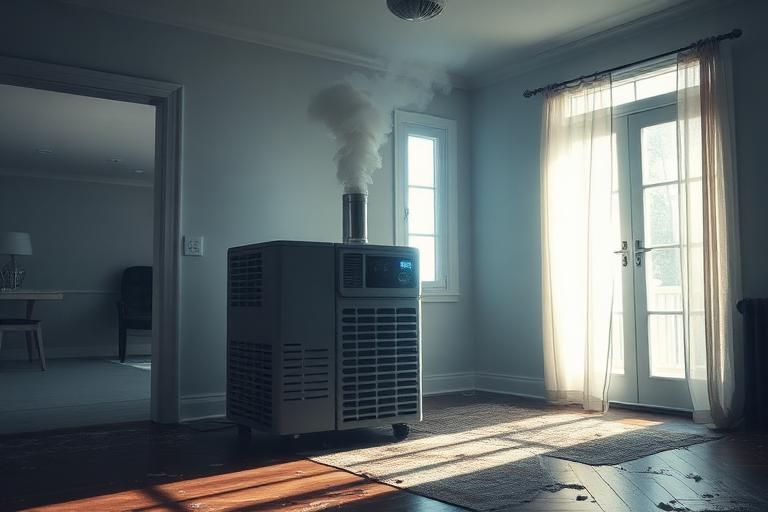 Ozone deodorizing equipment in a smoke-damaged room